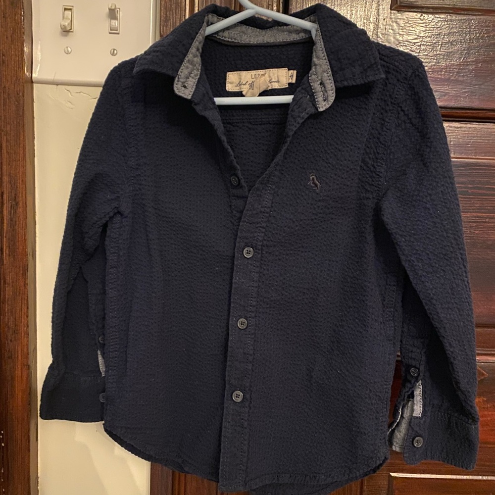 H&M navy short sleeve button down